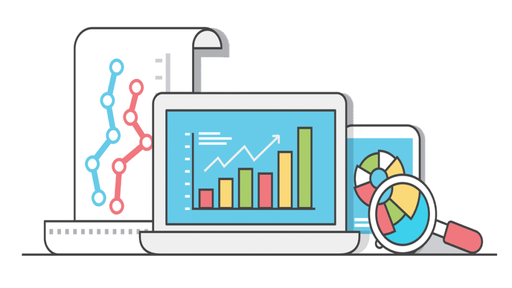 Illustration representing data analysis and evaluation of publisher monetization systems