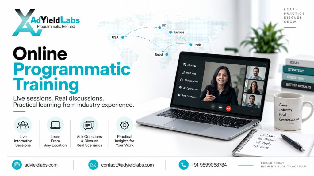 Online programmatic training by AdYield Labs with live interactive sessions and practical industry learning