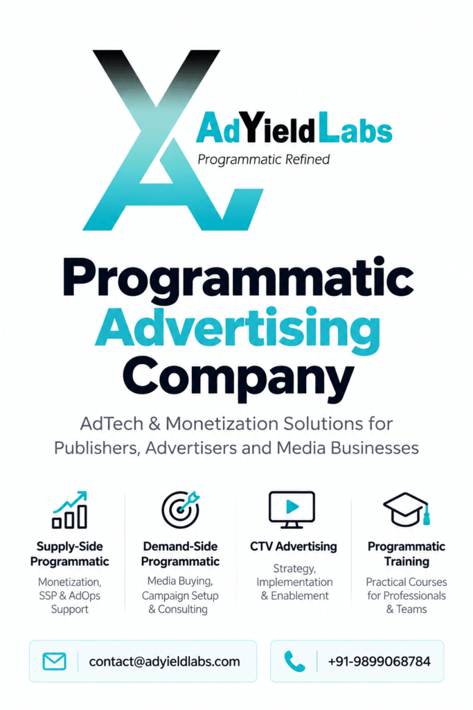 AdYield Labs – Programmatic Advertising Company offering supply-side and demand-side programmatic solutions, CTV advertising, and programmatic training for publishers, advertisers, and media businesses